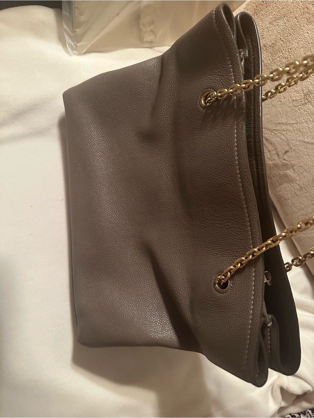 Tory Burch Grey Leather slouchy shoulder/crossbody purse - Picture 4 of 12